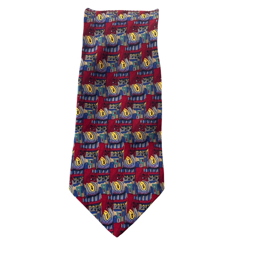 J Garcia X-Long Necktie, Abstract Art Pattern, Men's Designer Tie